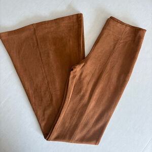 nwt Gianni Bini Brown Faux Suede Maureen Flare Pants XS